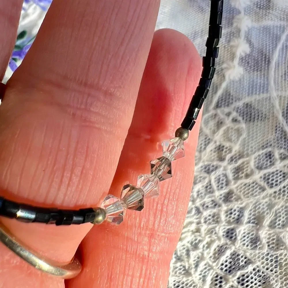 Vintage Dainty Sterling & Crystal Bracelet Anklet